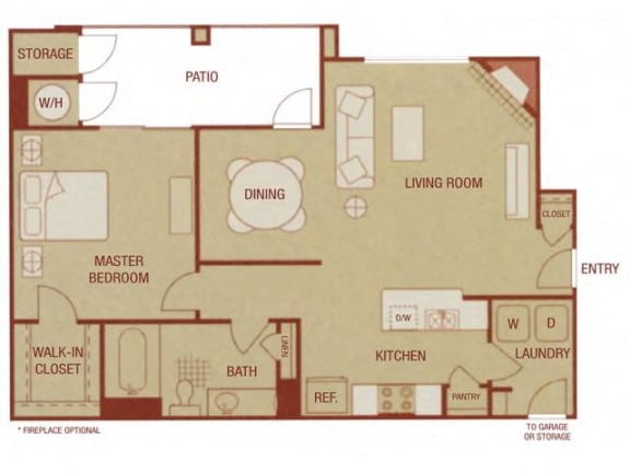 Floor Plan  Sonoma Resort Apartments 1 bed 1 bath 796 sqft