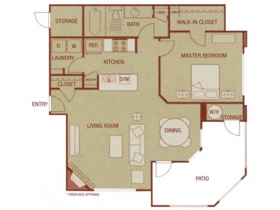 Floor Plan  Sonoma Resort Apartments 1 bed 1 bath 780 sqft