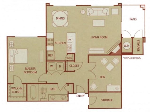 Floor Plan  Sonoma Resort Apartments 1 bed 1 bath 916 sqft