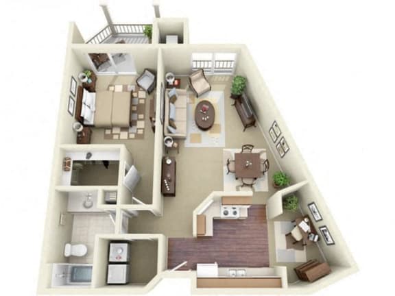 Floor Plan  One Bedroom Style C Apartment Floor Plan