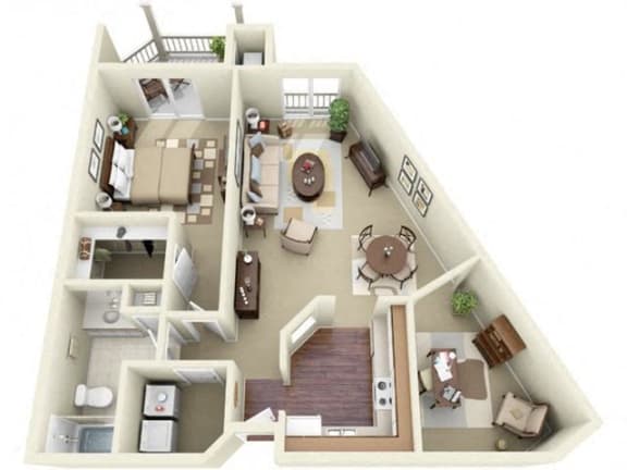Floor Plan  One Bedroom Style D Apartment Floor Plan