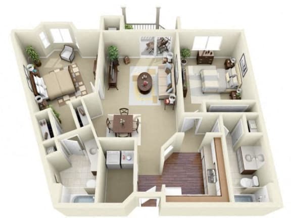Floor Plan  Two Bedroom Style B Apartment Floor Plan