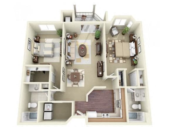 Floor Plan  Two Bedroom Style D Apartment Floor Plan