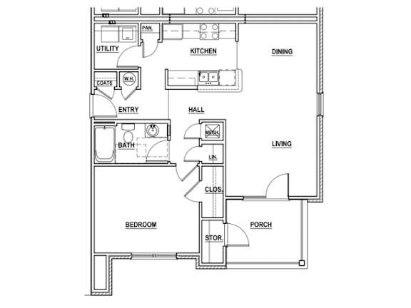 Floor Plan  1 Bed 1 Bath 807 Sq Ft FLoor Plan at Forest Hill, Mobile