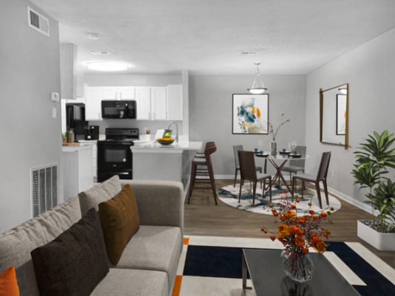Dining Room and Living Area at Chapel View Apartments in Chapel Hill, NC