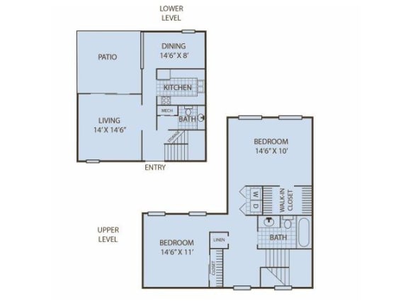 mountain view townhome floorplan 2-story top down view