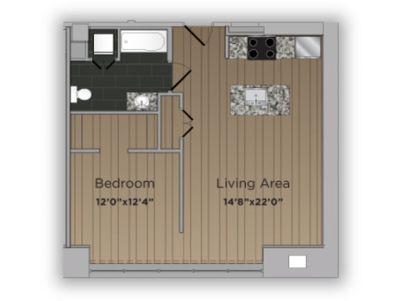1 Bed 1 Bath Coach Floor Plan 1 Bed 1 Bath, 635 Sq.Ft. Coach Floor Plan at 101 Ellwood, Baltimore