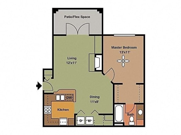 Floor Plan  Remington At Lone Tree one bedroom apartment with balcony 661 sqft