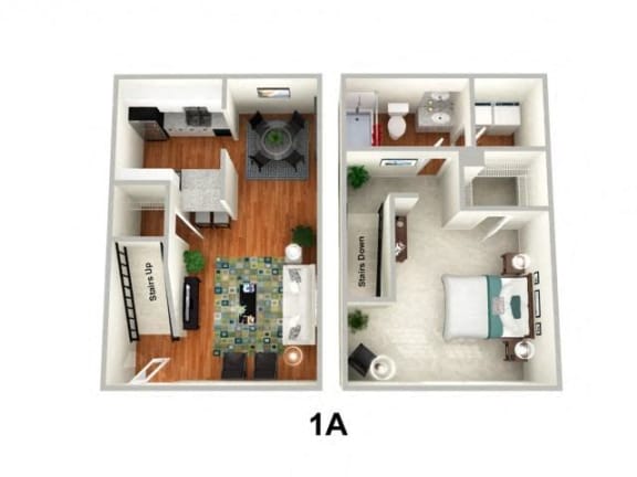 1 Bed 1 Bath Floor Plan at Sundance Creek Apartments, McDonough