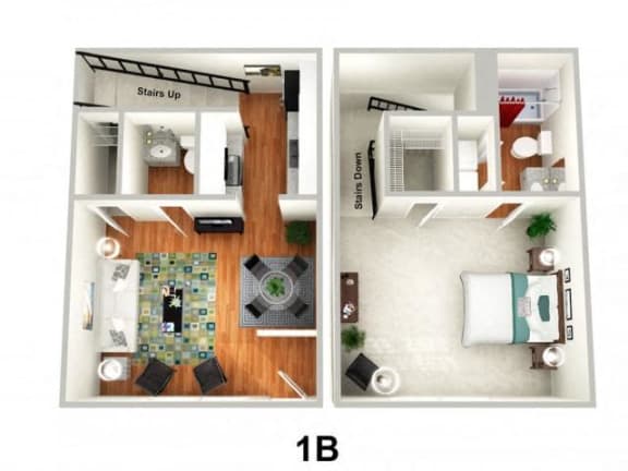 1 Bed 1.5 Bath Floor Plan at Sundance Creek Apartments, Georgia, 30253