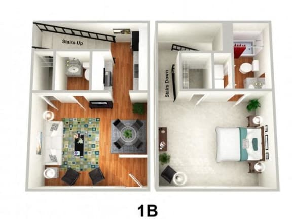 Floor Plan  1 Bedroom 1.5 Bathroom Floor Plan at Sundance Creek Apartments, McDonough, GA, 30253