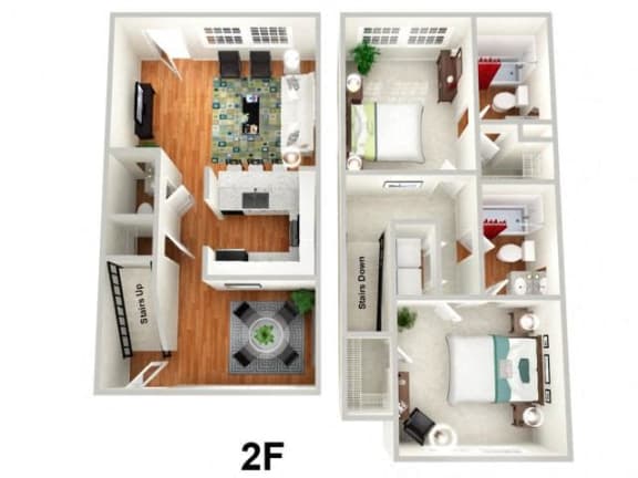 Floor Plan  2 Bed 2.5 Bath Floor Plan at Sundance Creek Apartments, McDonough, GA