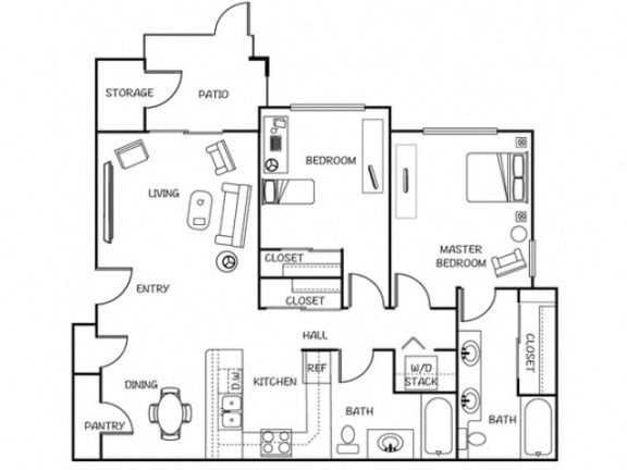 2 Bed 2 Bath Apartment in our L Building at 5100 Summit Apartments