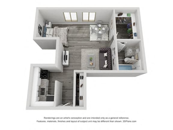 St. Ives floor plan at Three Rivers apartments in Fort Wayne, IN