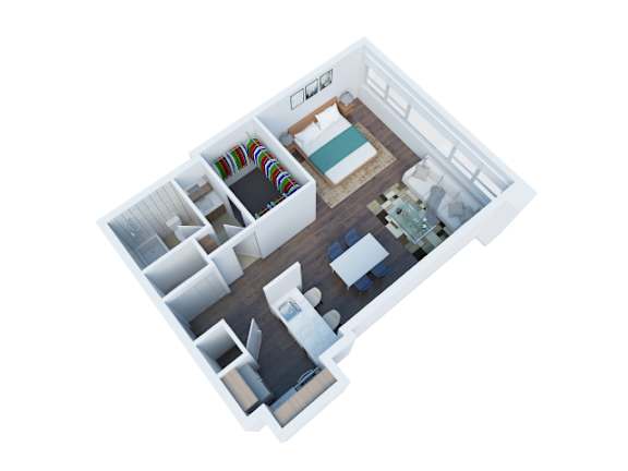 Studio Floor Plan at The View, California, 90005