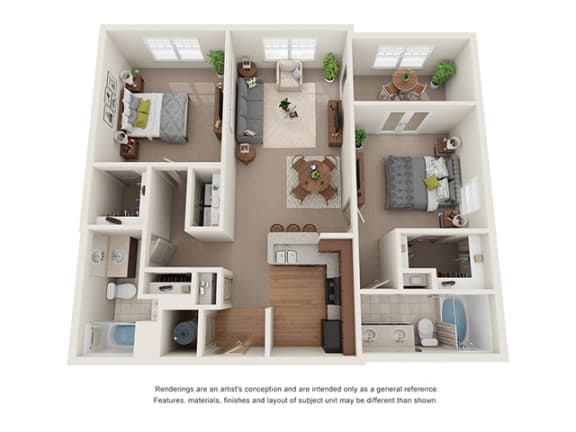 3D floorplan with seperate dining room at Ashley Auburn Pointe in Atlanta, GA
