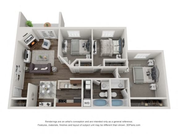 Floor Plan  3Bd2Ba BIRCH Floor Plan at Brookdale on the Park, Naperville, IL, 60563