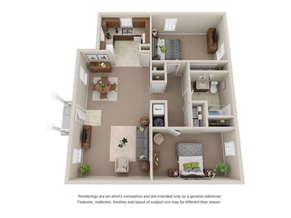 2 bedroom one bathroom townhome at Ashley Midtown in Savannah, Georgia