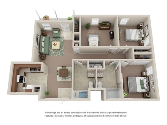 3 bedroom 2 bathroom townhome at Ashley Midtown in Savannah, Georgia