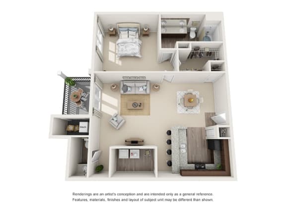 Charleston  1 Bedroom 1.5 Bath Floor Plan at Abberly at Southpoint Apartment Homes by HHHunt, Fredericksburg, Virginia