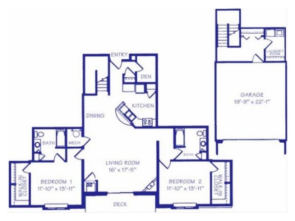 The Reservoir II two bedroom two bathroom Floorplan at The Northbrook Apartment Homes