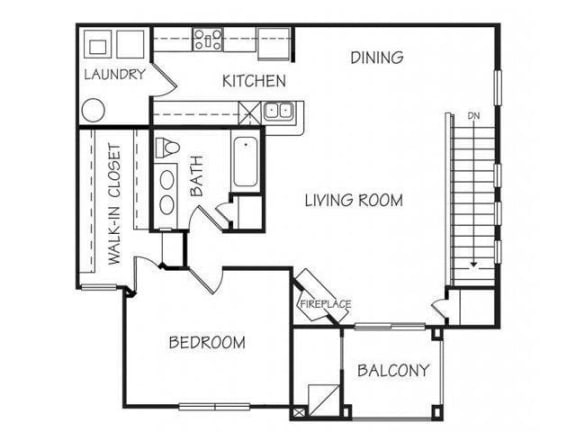 Lapis one bedroom one bathroom floorplan at Stone Ridge Estates