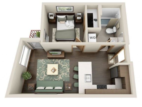 Floor Plan  Traditional 1bd 1ba - A Floor Plan at Link Apartment Homes, Seattle, 98126