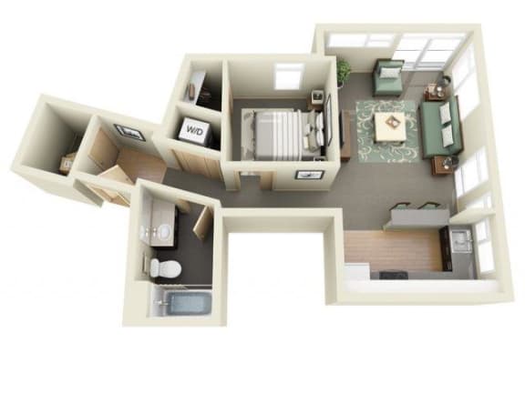Traditional 1bd 1ba - F Floor Plan at Mural, Washington, 98116