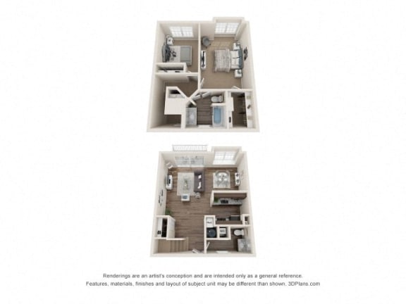 Floor Plan  Byron Town Home Two Bedroom Floor Plan at Fairlane Woods Apartments, Dearborn