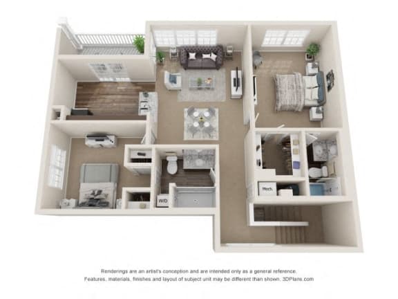 Keats two bedroom apartment floor plan