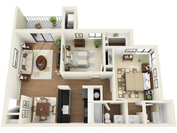 B3 2 Bedroom 2 Bathroom Floor Plan at Coral Club, Bradenton