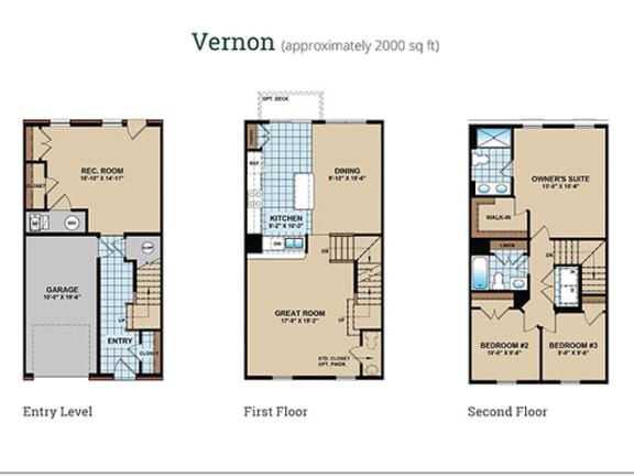 Floor Plan  3 Bed 2.5 Bath Floor Plan at Townes at Pine Orchard, Ellicott City, Maryland