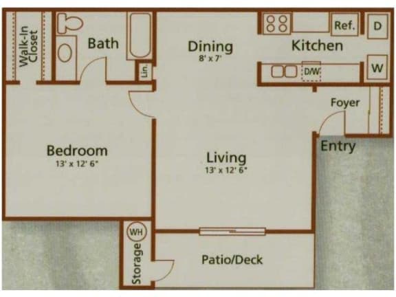 Floor Plan  Metro 1Bed_1Bath at Madison at Green Valley Apartments, Nevada, 89014