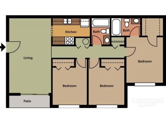 Woods FloorPlan at St. Andrews Palm Beach Apartments, West Palm Beach