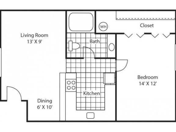 Floor Plan  Classic 1 bed 1 bathroom Westminster Tampa Florida