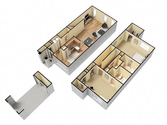 2 bed 2,5 bath  Lavender Floor Plan |1,363 Sq. Ft. at Barclay Place Apartments, Wilmington, NC
