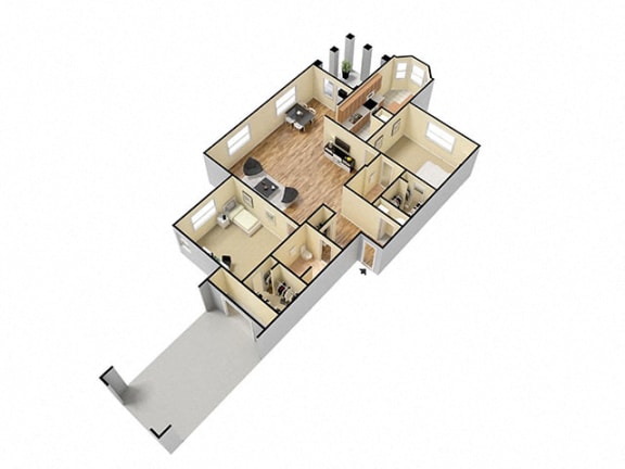 2 bed 2bath Yarrow Floor Planat Barclay Place Apartments, Wilmington, NC, 28412