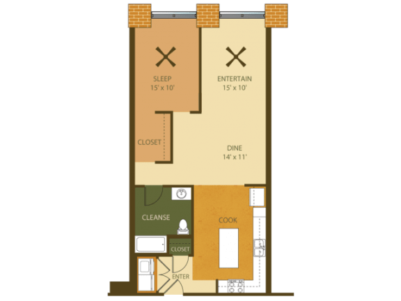 Loray Mill Floor Plan One Bedroom 2