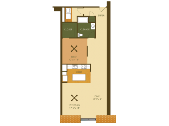 Loray Mill Floor Plan One Bedroom 3