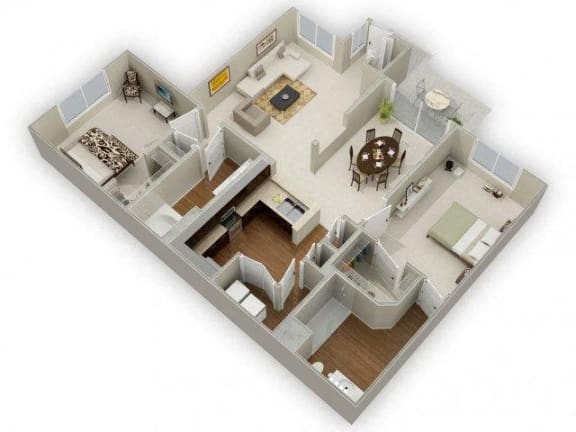 Two Bedroom Two Bathroom Floor Plan Elm