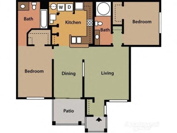Two Bedroom Two Bathroom Floor Plan Elm