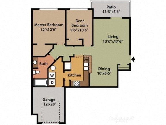 Two Bedroom One Bathroom Floor Plan Holly