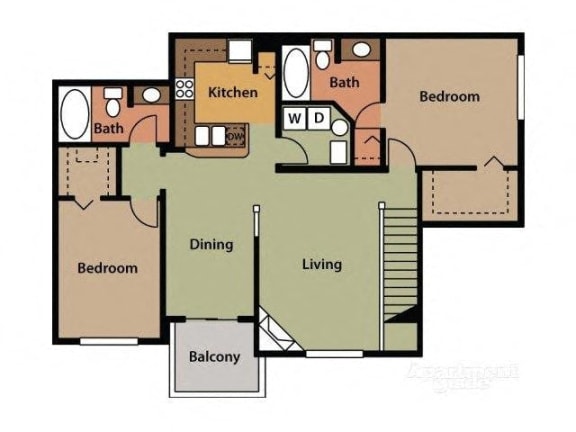 Two Bedroom Two Bathroom Floor Plan Juniper