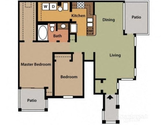 Two Bedroom One Bathroom Floor Plan Laurel