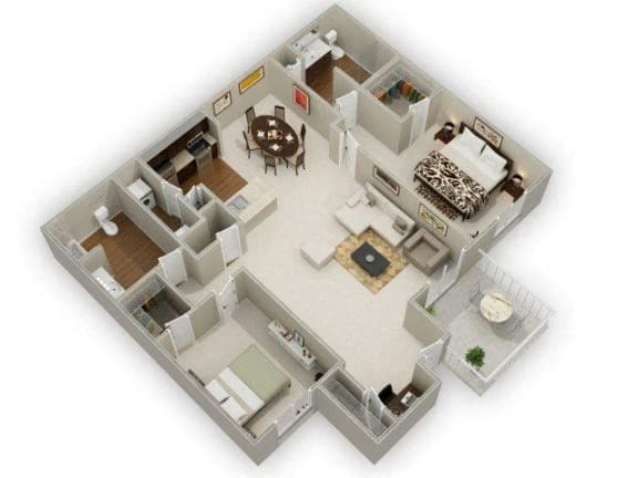 Two Bedroom Two Bathroom Floor Plan Oak