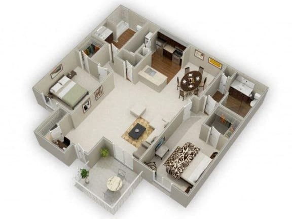 Two Bedroom Two Bathroom Floor Plan Oak
