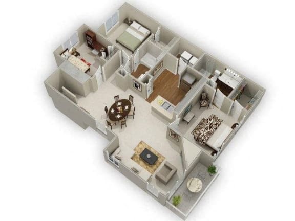 Three Bedroom Two Bathroom Floor Plan Red Cedar