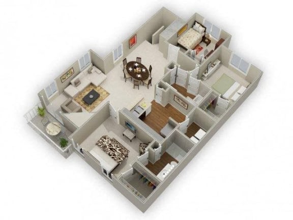 Three Bedroom Two Bathroom Floor Plan Red Cedar
