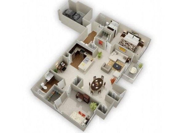 Two Bedroom Two Bathroom Floor Plan River