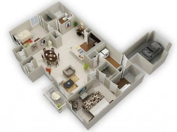 Two Bedroom Two Bathroom Floor Plan River